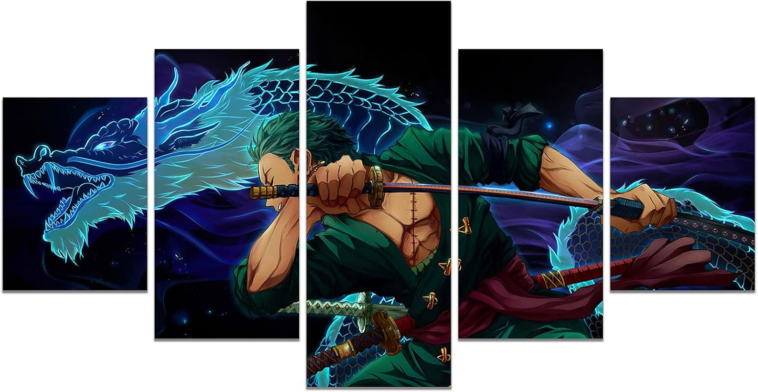 Anime Poster Roronoa Zoro Poster Print on Canvas Painting Wall Art for Living Room Decor Boy Gift (Unframed, Q-Zoro 2)