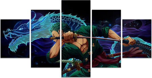 Anime Poster Roronoa Zoro Poster Print on Canvas Painting Wall Art for Living Room Decor Boy Gift (Unframed, Q-Zoro 2)