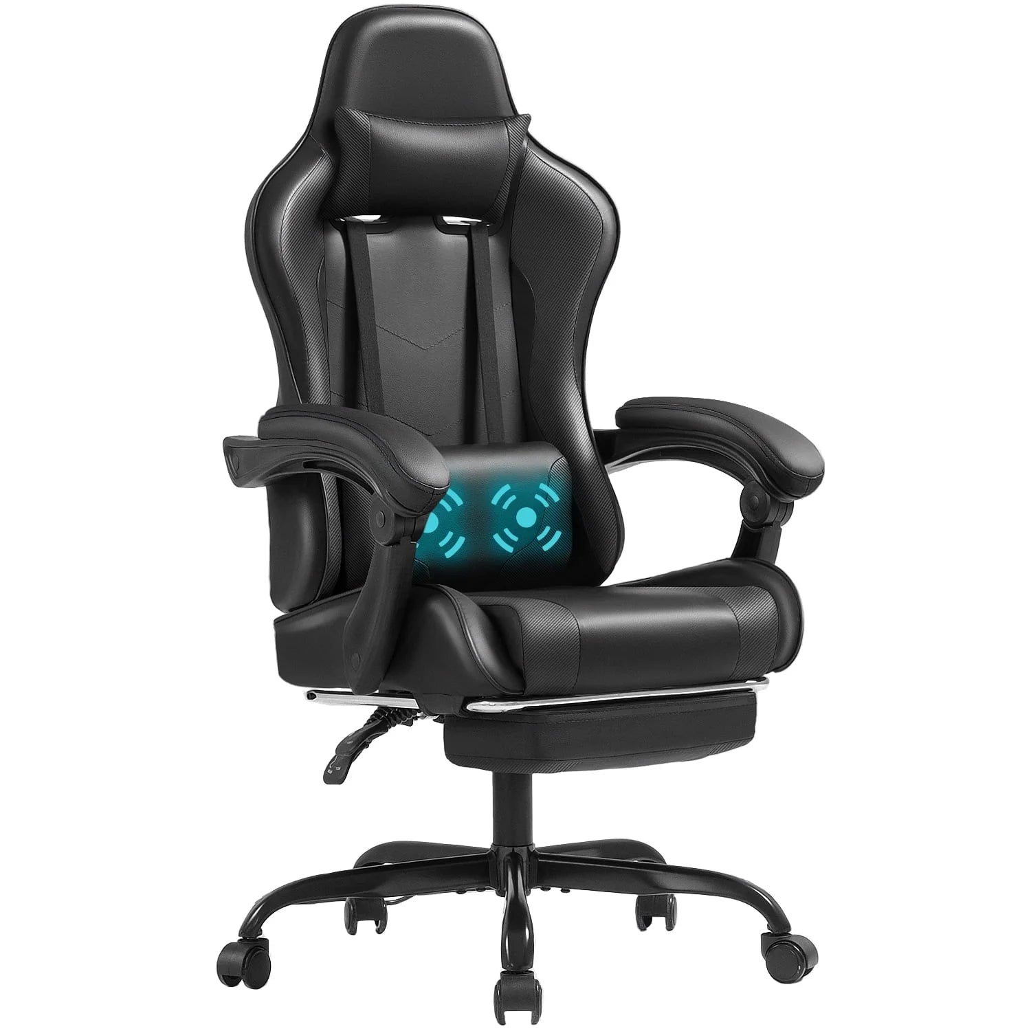 Furmax High Back Massage Gaming Chair with Footrest PU Leather Racing Computer Chair with Lumbar Support Ergonomic Office Chairs, Purple
