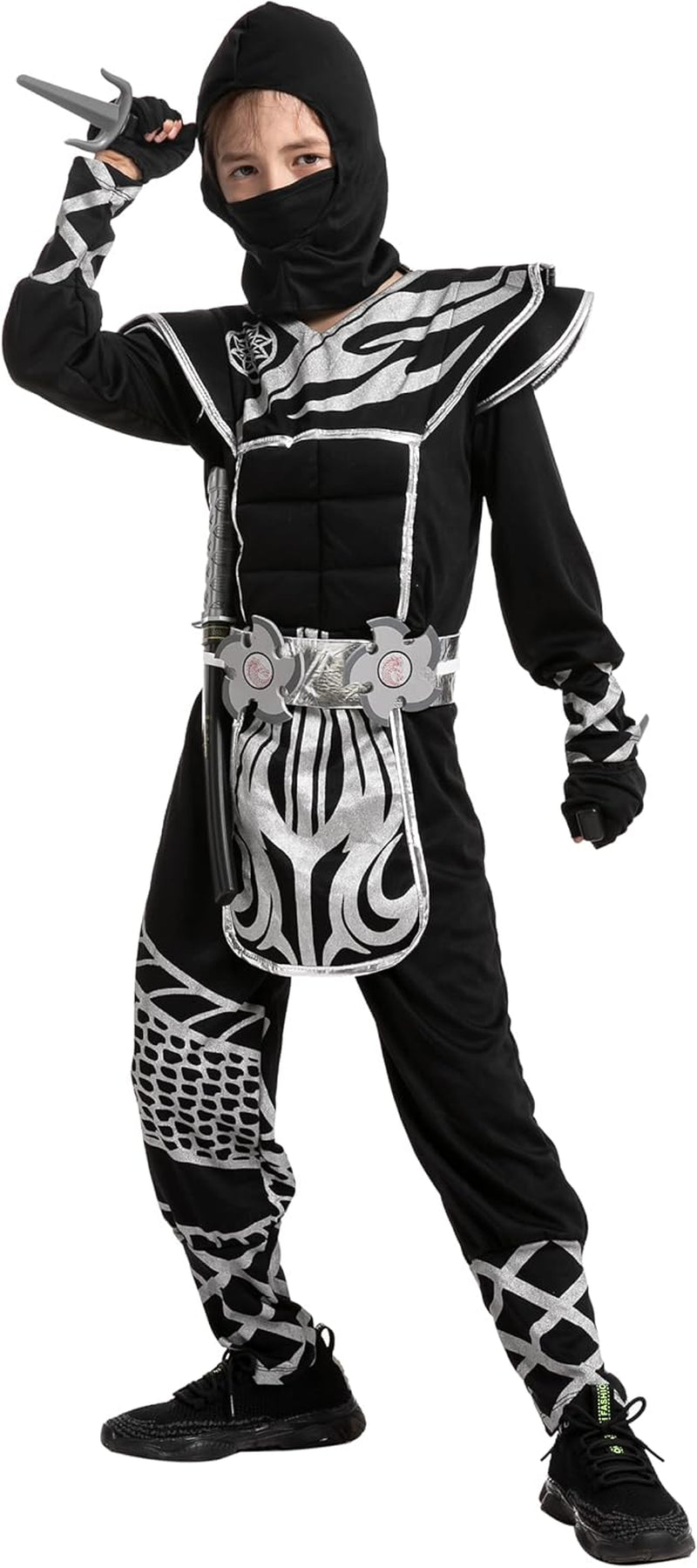 Spooktacular Creations Boys Ninja Costume, Dragon Scales Ninja Outfit with Accessories for Kids Toddler Halloween Parties