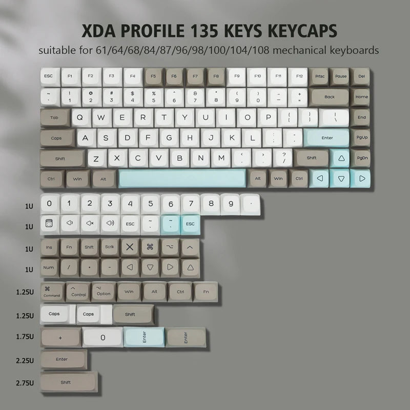 138 Keys Coffee Cat PBT Keycap 5 Sides DYE-SUB XDA Profile Customized Keycaps for Cherry MX Switch Gamer Mechanical Keyboards