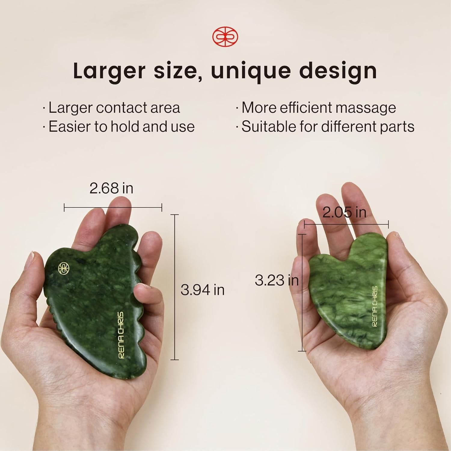 Gua Sha Facial Tool, Natural Xiuyan Jade Stone Body Gua Sha with Exquisite Wooden Box, Large Guasha Suitable for Face Lifting, Puffiness Reducing and Whole Body Massage, Skin Care Massager
