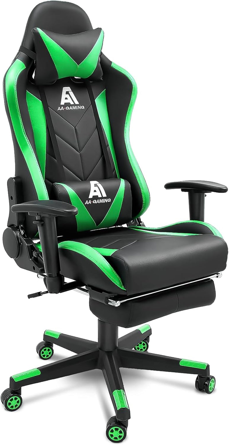AA Products Gaming Chair High Back Ergonomic Computer Racing Chair Adjustable Office Chair with Footrest, Lumbar Support Swivel Chair - Grey