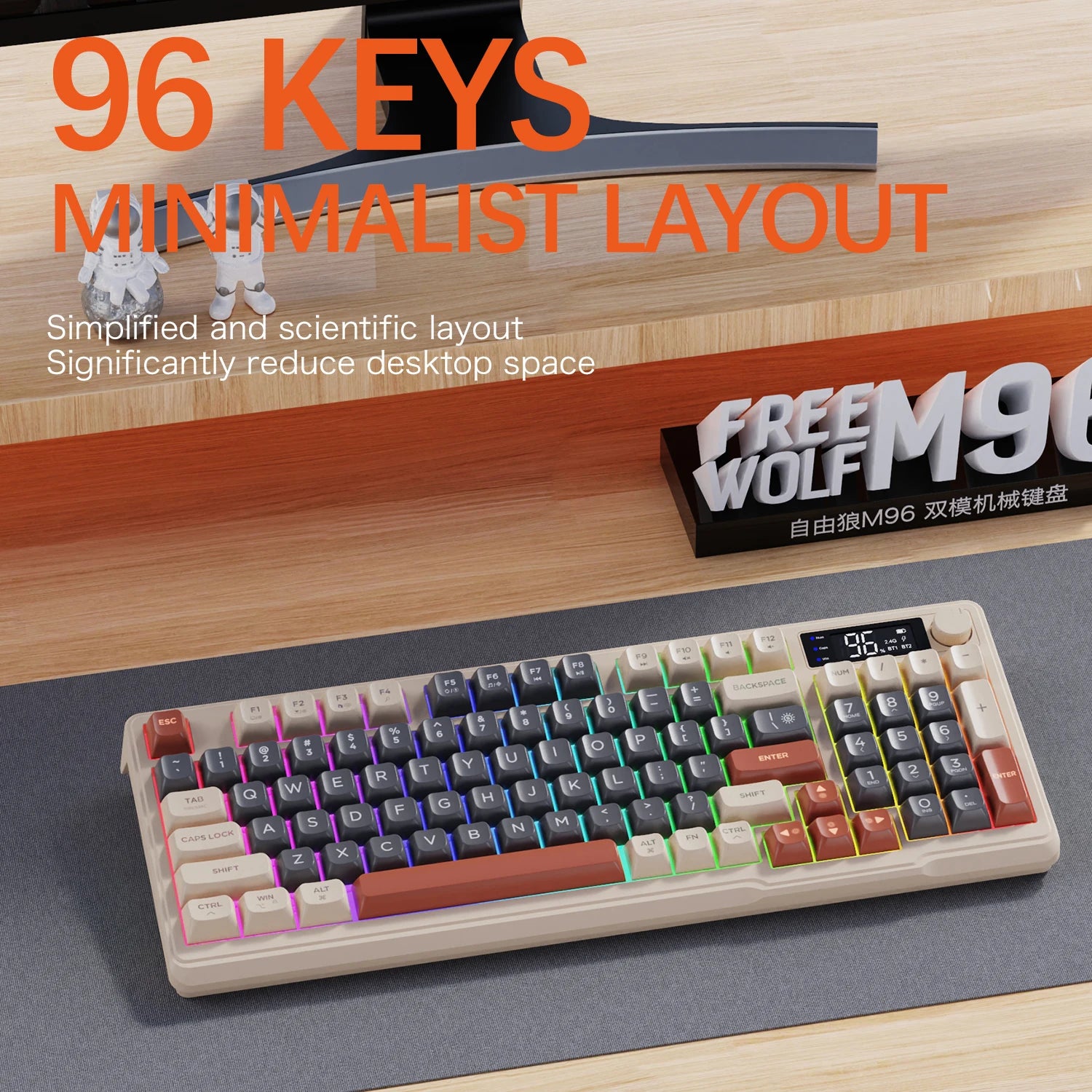 M96 Bluetooth Keyboard Mouse Combos with Media Knob, Screen Keyboard with Mouse,Multi-Device Connection,Ergonomic
