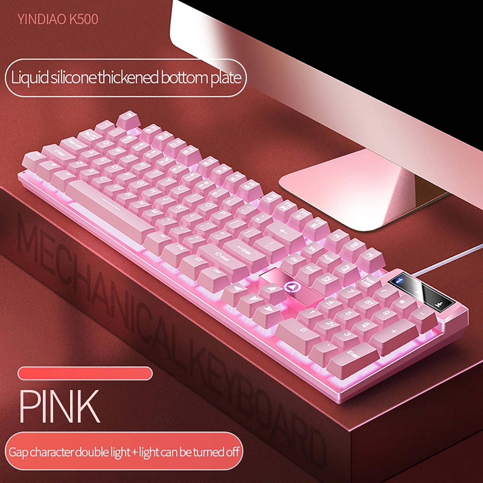 Bwomeauty Gaming Keyboard USB Wired Floating Keyboard, Ergonomic Water Mechanical Feeling Keyboard, Ultra-Slim LED Backlit Keyboard for Desktop on Clearance