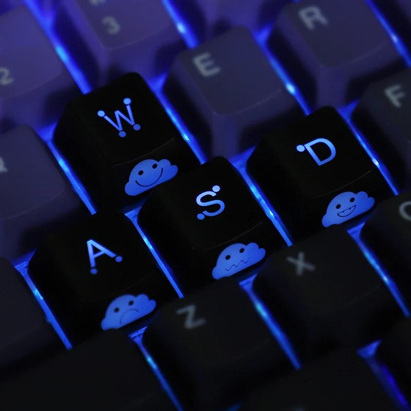 Cute Emo Keycap Set WASD Arrow Broadside Lighting Key Cap for Mechanical Keyboard Compatible with MX Switch