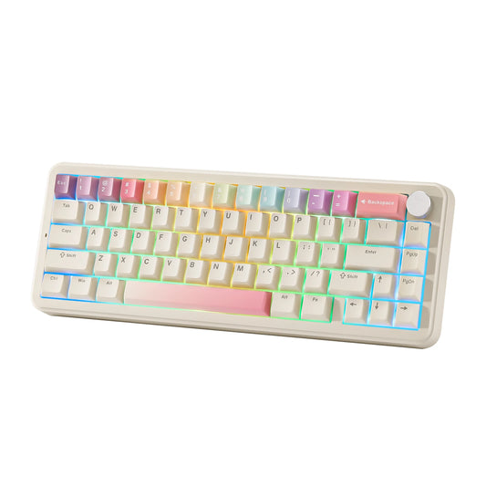 B68 Wireless Mechanical Gaming Keyboard, Tri-Mode Hot Swappable Cute Gasket Mounted Creamy Keyboard for Win/Mac,