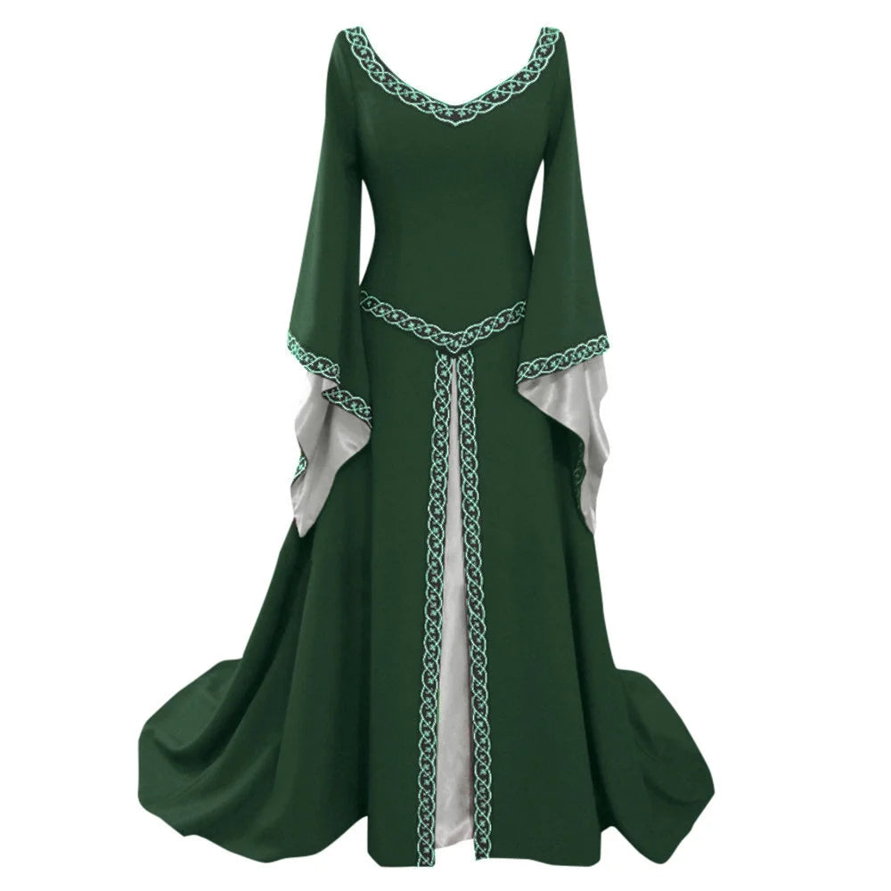 Women Retro Renaissance Dresses Medieval Costume Lace up Irish over Dress Peasant Fairy Dress Ball Gown Halloween Dresses Clearance 2025