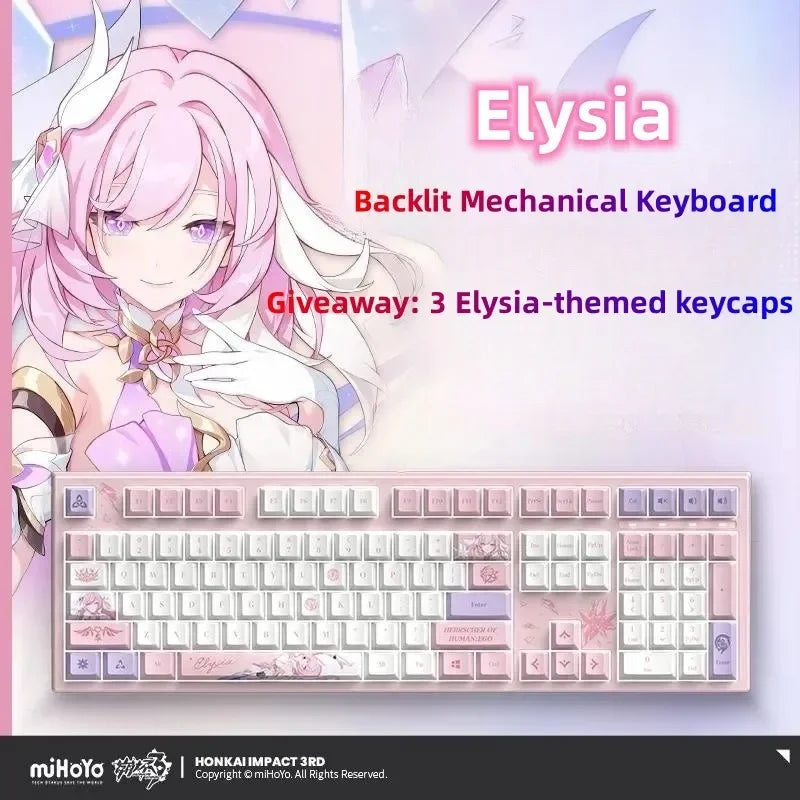 Official Honkai Impact 3 Elysia HERRSCHER of HUMAN EGO Backlit Mechanical Axis Elysia Keyboard Gifts