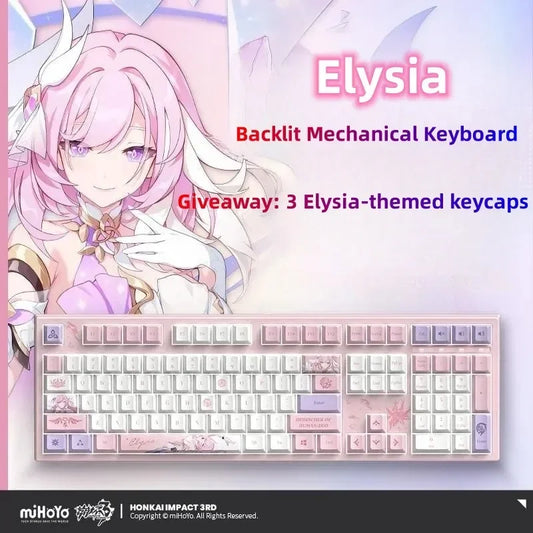 Official Honkai Impact 3 Elysia HERRSCHER of HUMAN EGO Backlit Mechanical Axis Elysia Keyboard Gifts