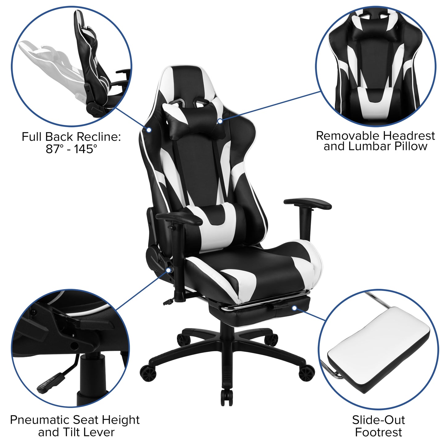 Optis Red Gaming Desk and Black Footrest Reclining Gaming Chair Set with Cup Holder and Headphone Hook