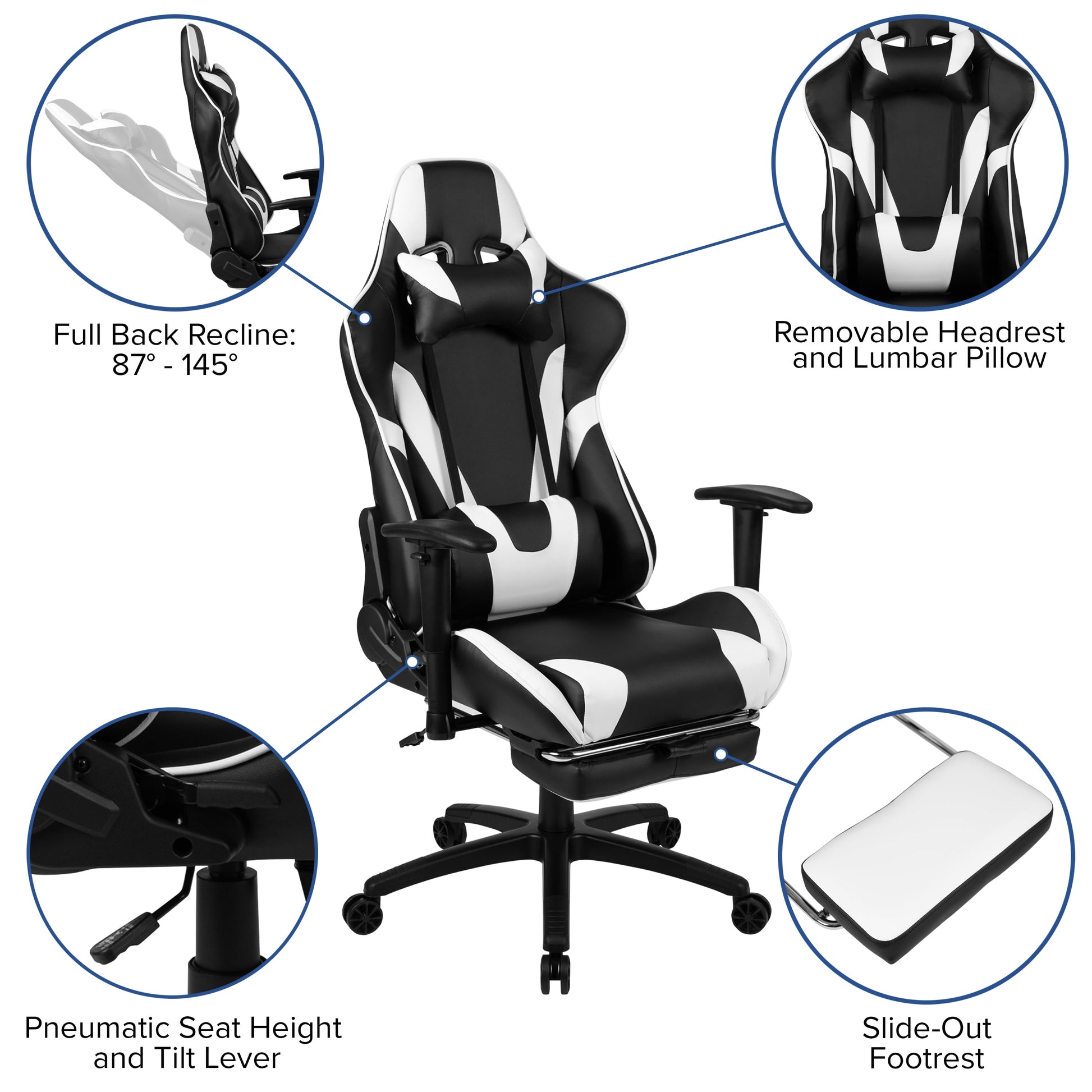 Optis Red Gaming Desk and Black Footrest Reclining Gaming Chair Set with Cup Holder and Headphone Hook
