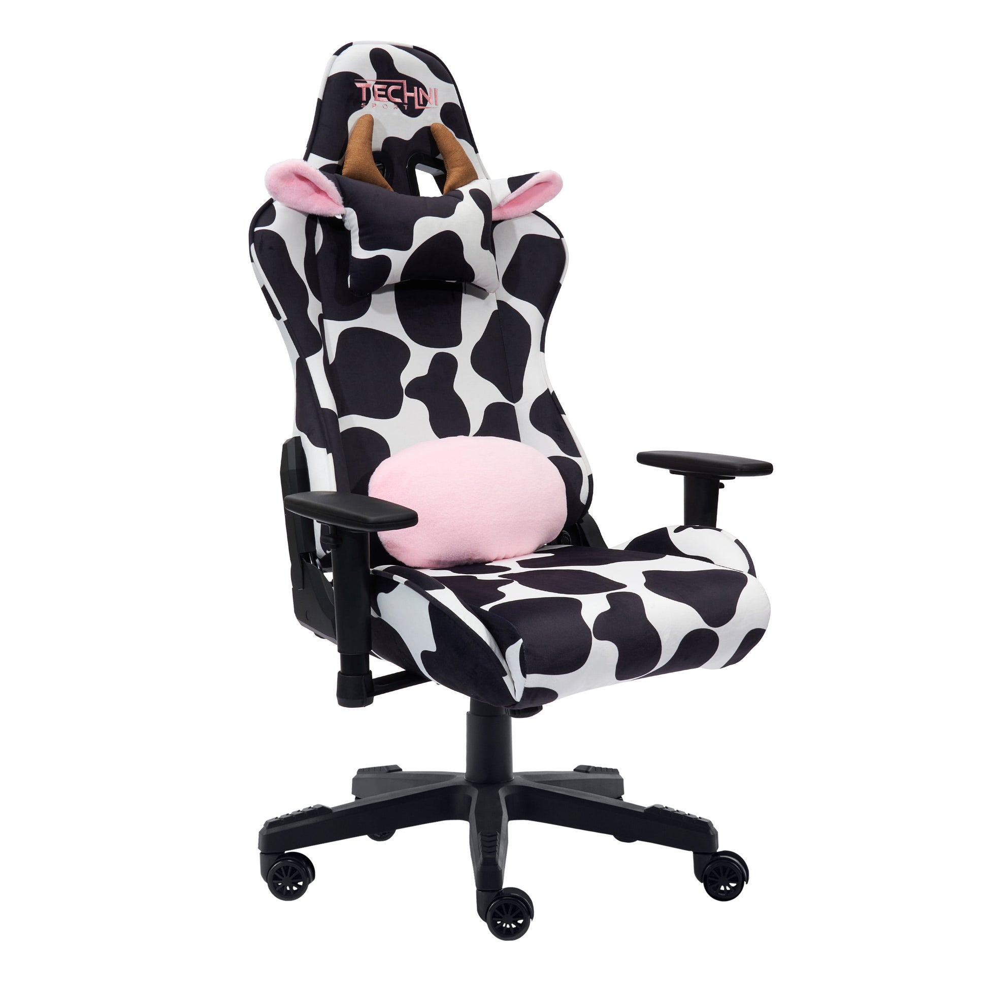 Techni Sport TS85 Luxx Series Gaming Chair with Memory Foam Seat, Black/White Cow Print RTA-TS85-COW