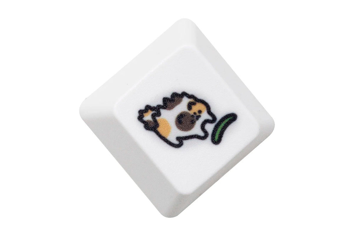 Cute Little Calico Cat Keycap Kitty Meme Keycap Dye Subbed Keycaps for Mx Stem Gaming Mechanical Keyboards Orange White Black