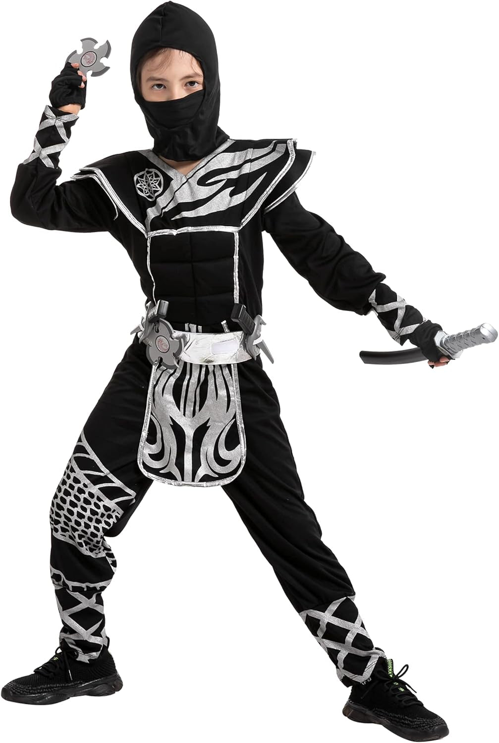 Spooktacular Creations Boys Ninja Costume, Dragon Scales Ninja Outfit with Accessories for Kids Toddler Halloween Parties