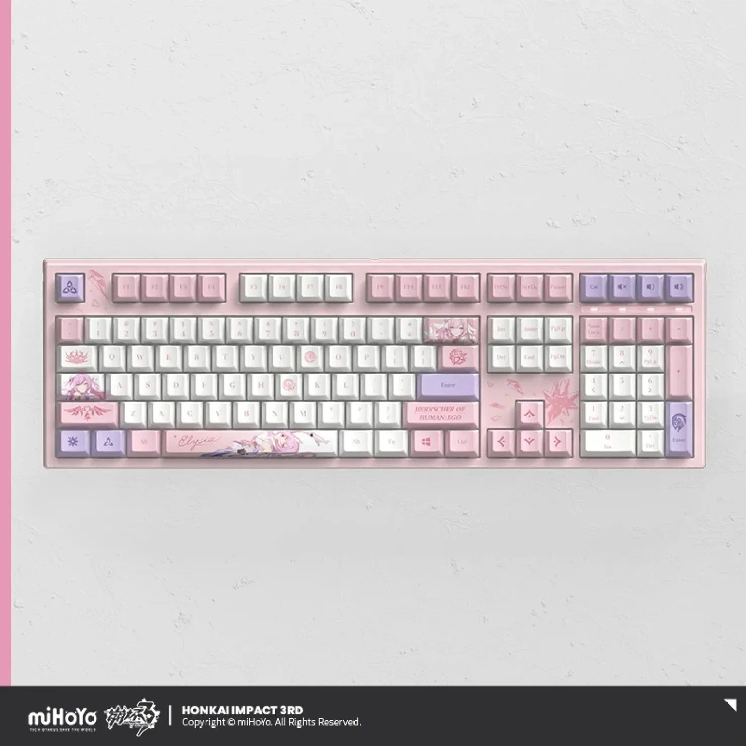 Official Honkai Impact 3 Elysia HERRSCHER of HUMAN EGO Backlit Mechanical Axis Elysia Keyboard Gifts