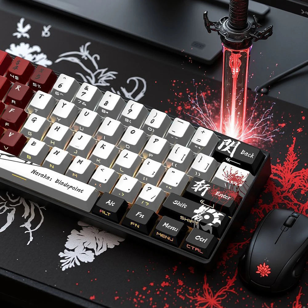 Red Night Side-Lit Shine through Keycaps Dye Sublimation PBT Keycap 129 Keys Cherry Profile for MX Switches Mechanical Keyboard