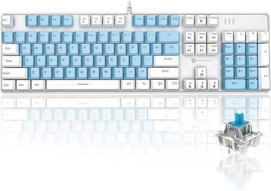 Mechanical Gaming Keyboard, LED Backlit Wired Computer Keyboard with Blue Switches, Compact PC Gaming Keyboard with 21 Lighting Modes, for Windows Laptop PC Mac (Blue Switch)