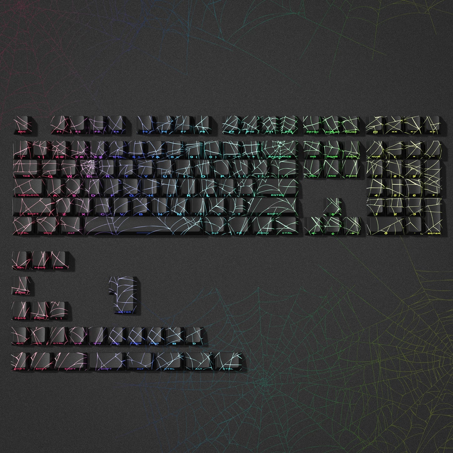 130 Keys Pink Cat Shine through Keycaps Dye Sub Side Print PBT Keycaps Cherry Profile for Cherry Gateron MX Switches Keyboard