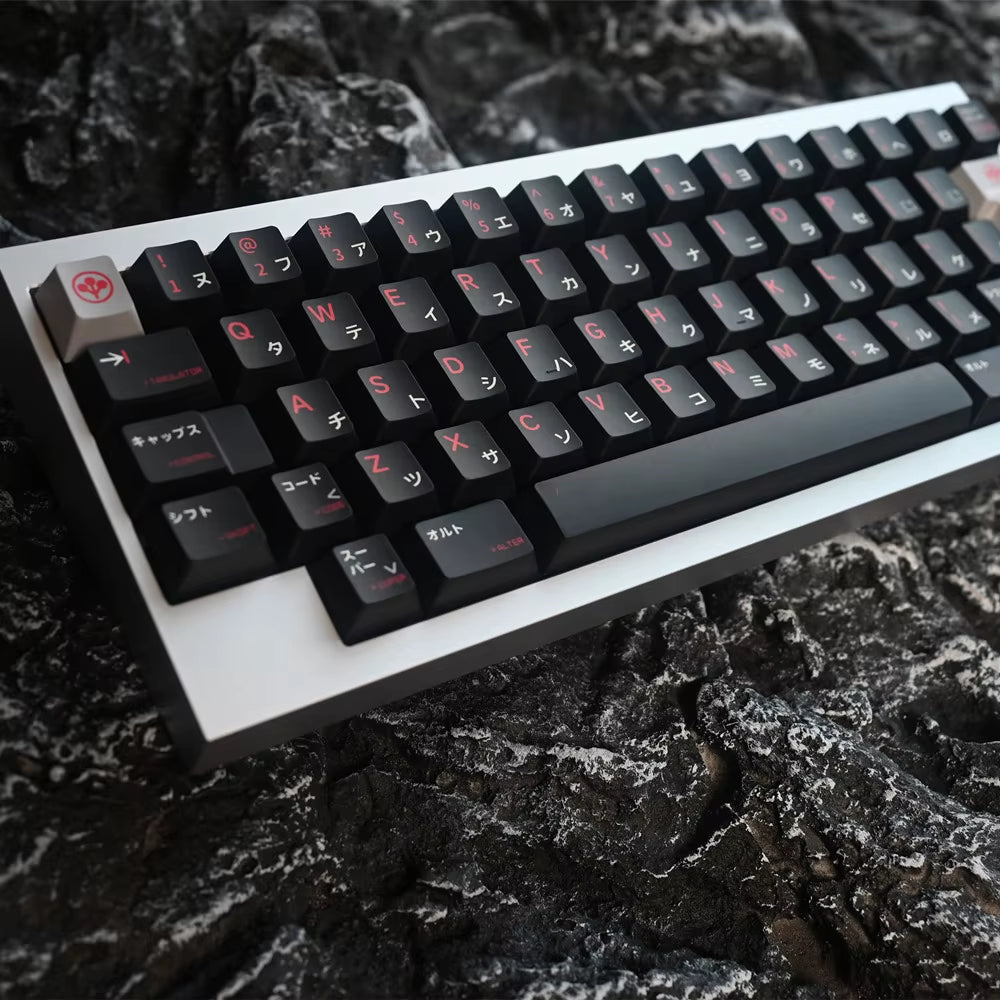 PBT Keycap Cherry Profile Japanese DYE Subbed 142 Keys Black Custom Keycaps for Outemu Gateron Mx Switch Mechanical Keyboard