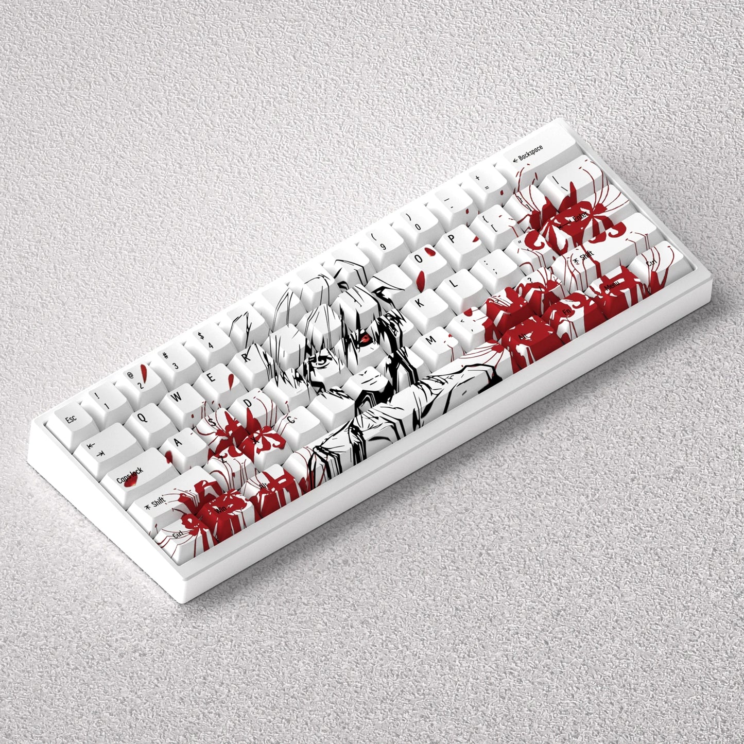 73 Keys Kaneki Ken Theme Keycaps Translucent Anime Key Cap PBT Keycap Cherry Profile Custom Keycap for 60 68 Mechanical Keyboard