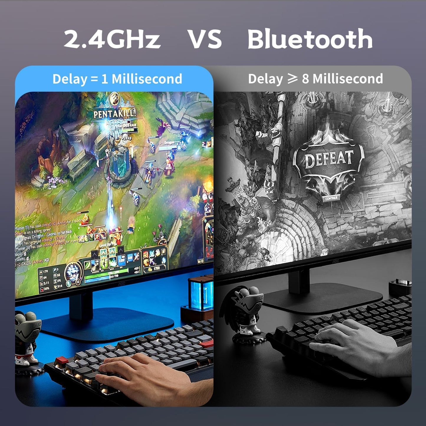 Hexgears Powerblade X5 Wireless Mechanical Gaming Keyboard, Pudding PBT Keycaps, Full Size 108-Key, Kailh Box Switches, N-Key Rollover, Anti-Ghosting, White Backlight, Wrist Rest, 2.4Ghz Wireless