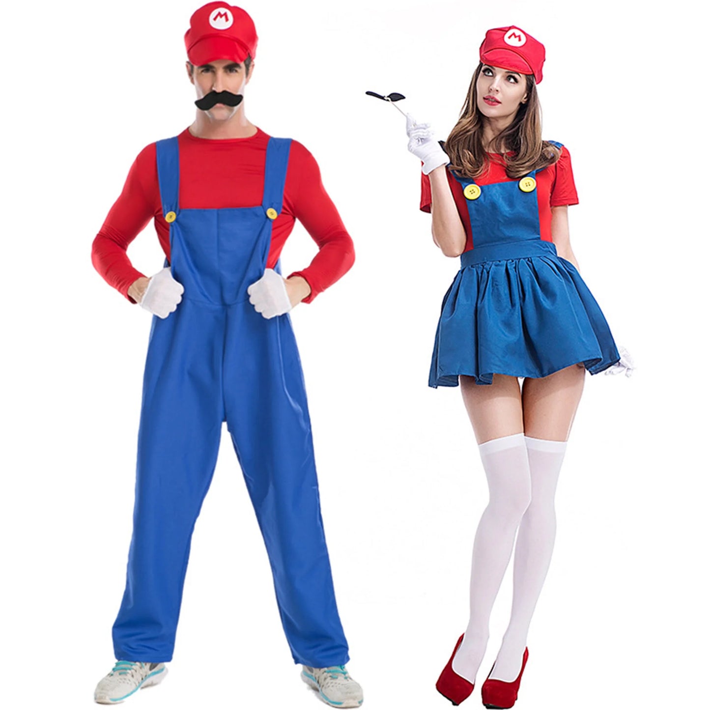 Super Bros Costume for Adults Unisex Cap Gloves Fake Accessory Kit for Cosplay Halloween for Women Men