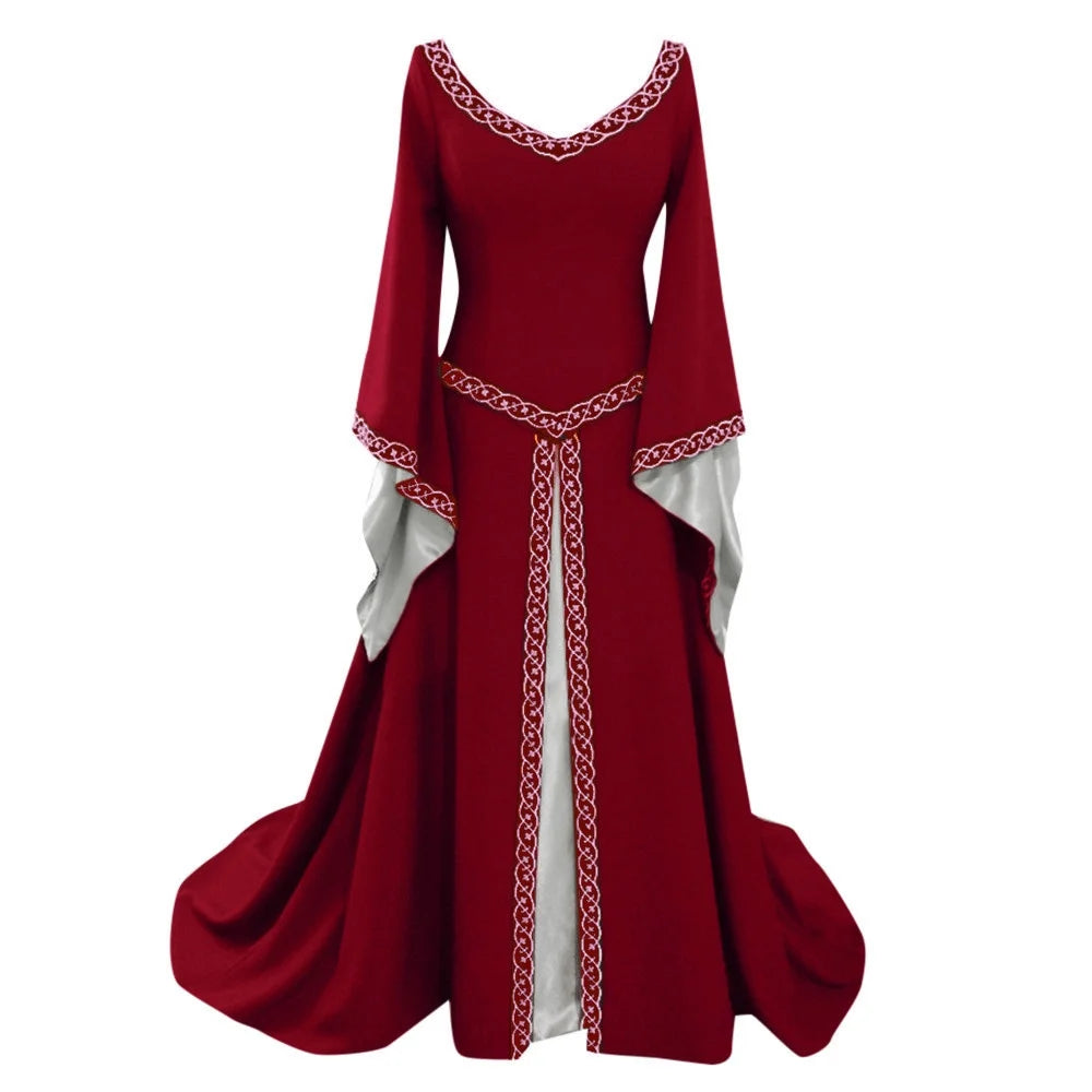 Women Retro Renaissance Dresses Medieval Costume Lace up Irish over Dress Peasant Fairy Dress Ball Gown Halloween Dresses Clearance 2025