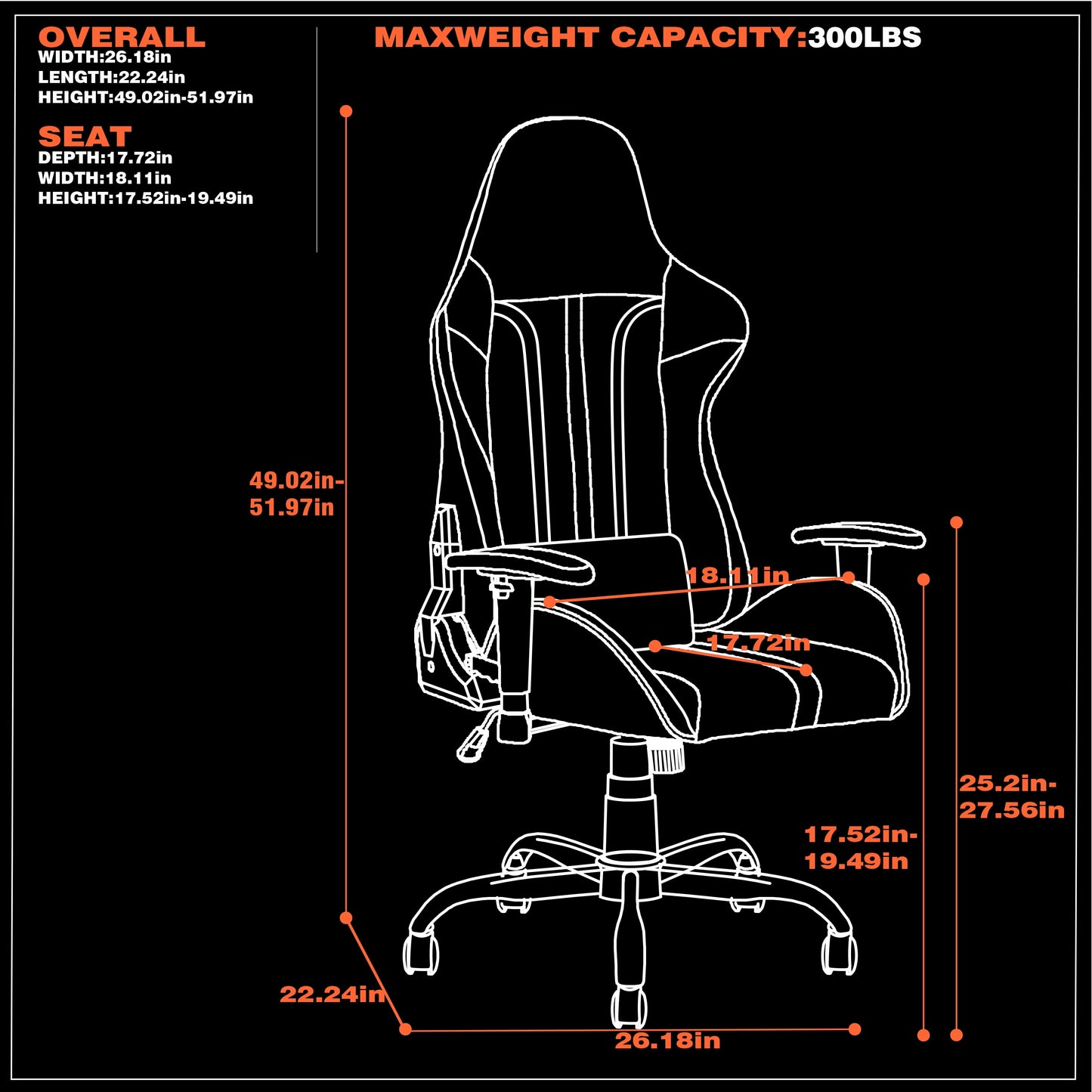 Mysa Fabric PC Gaming Chair with Lumbar Support, Gray