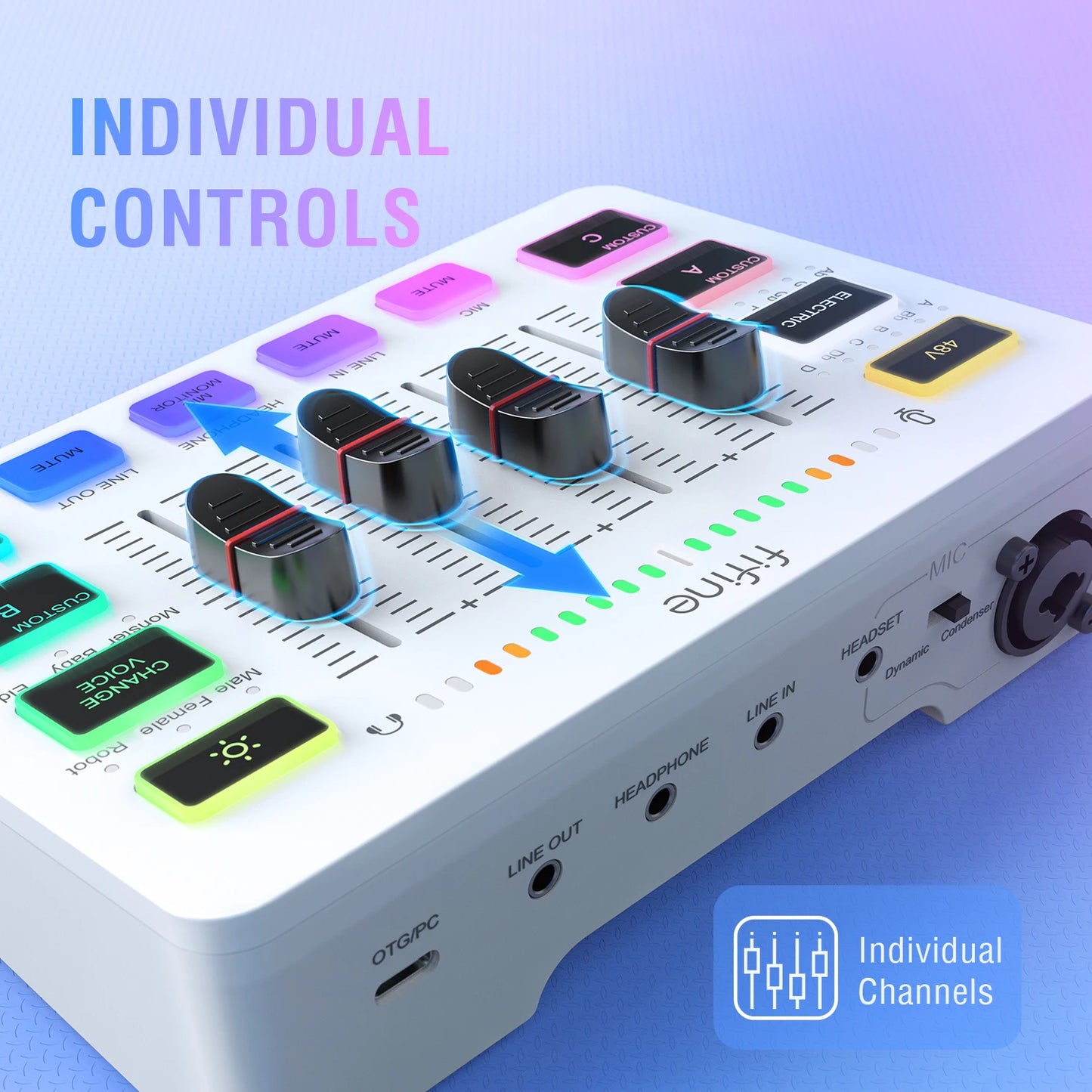 Gaming USB Mixer with 4-Channels/Xlr Microphone Interface/Rgb, Sound Mixer for Game Podcast Streaming Ampligame SC3W