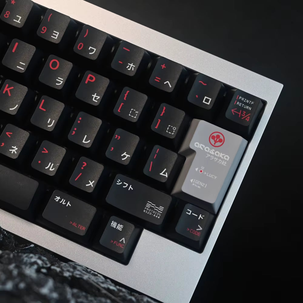 PBT Keycap Cherry Profile Japanese DYE Subbed 142 Keys Black Custom Keycaps for Outemu Gateron Mx Switch Mechanical Keyboard