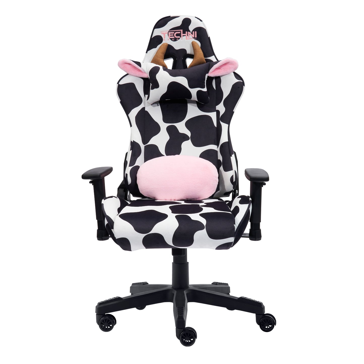 Techni Sport TS85 Luxx Series Gaming Chair with Memory Foam Seat, Black/White Cow Print RTA-TS85-COW