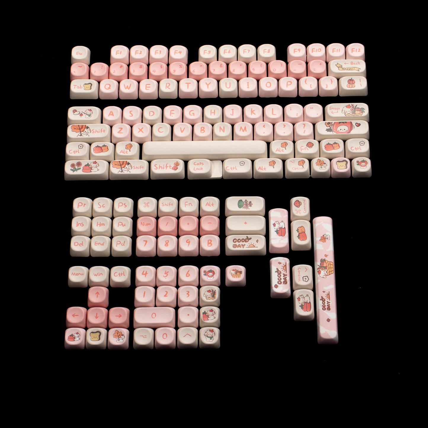 132 Keys Green 5 Sides Dye Sublimation PBT Keycaps Cute MOA Profile Keycaps for Cherry Gateron MX Switches Mechanical Keyboards
