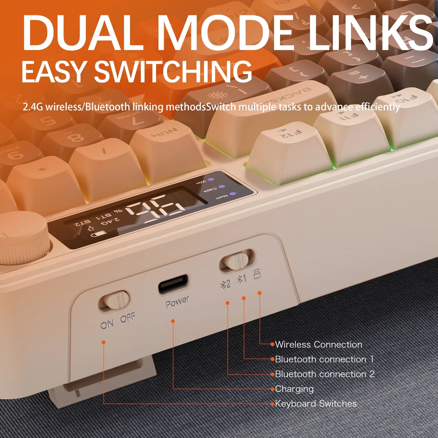 M96 Bluetooth Keyboard Mouse Combos with Media Knob, Screen Keyboard with Mouse,Multi-Device Connection,Ergonomic