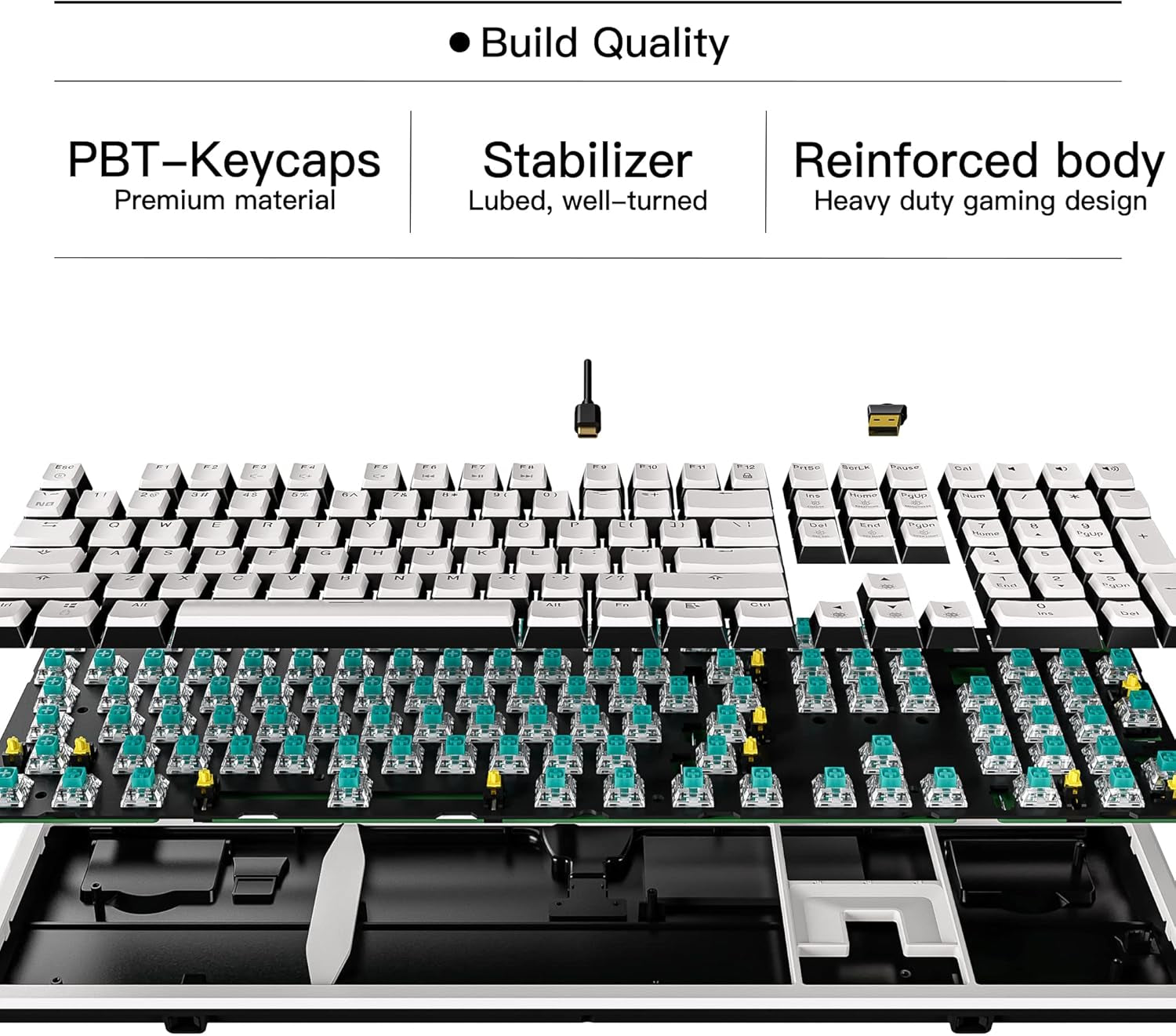 Hexgears X5 Wireless Mechanical Keyboard with Kaihl Box Switch-Rose Red, Panda Computer Keyboard for Gaming, Typing, Ergonomic 108-Key Typewriter Keyboard with Wrist Rest