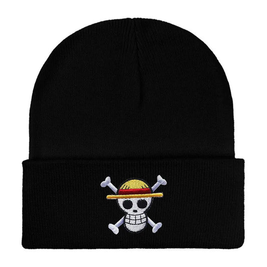 Anime Knited Hats Cosplay Adult Unisex Cap Cartoon Lufy Anime Peripheral Fashion Warm Beanie Hat Skull Embroidery Hood