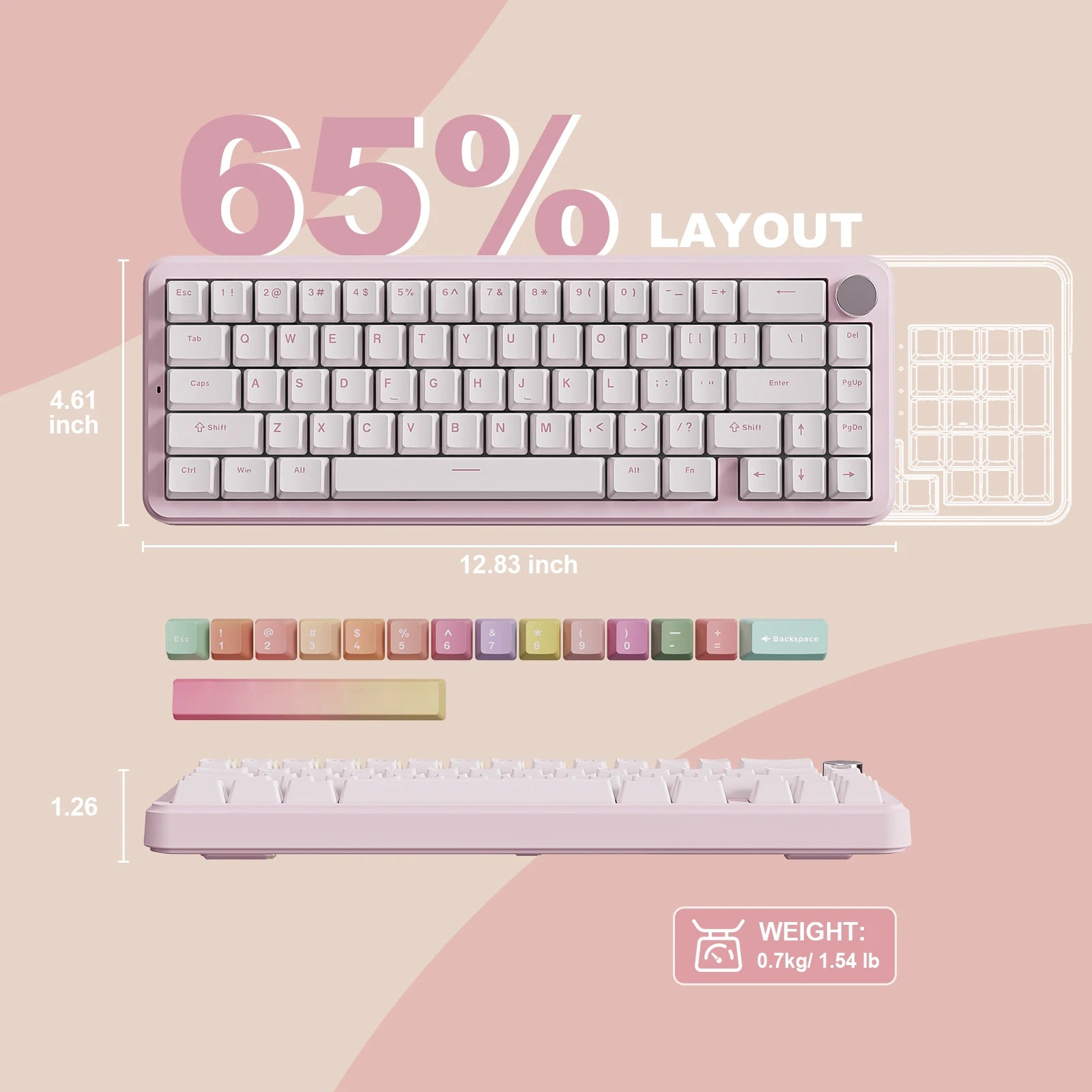B68 Wireless Mechanical Gaming Keyboard, Tri-Mode Hot Swappable Cute Gasket Mounted Creamy Keyboard for Win/Mac,