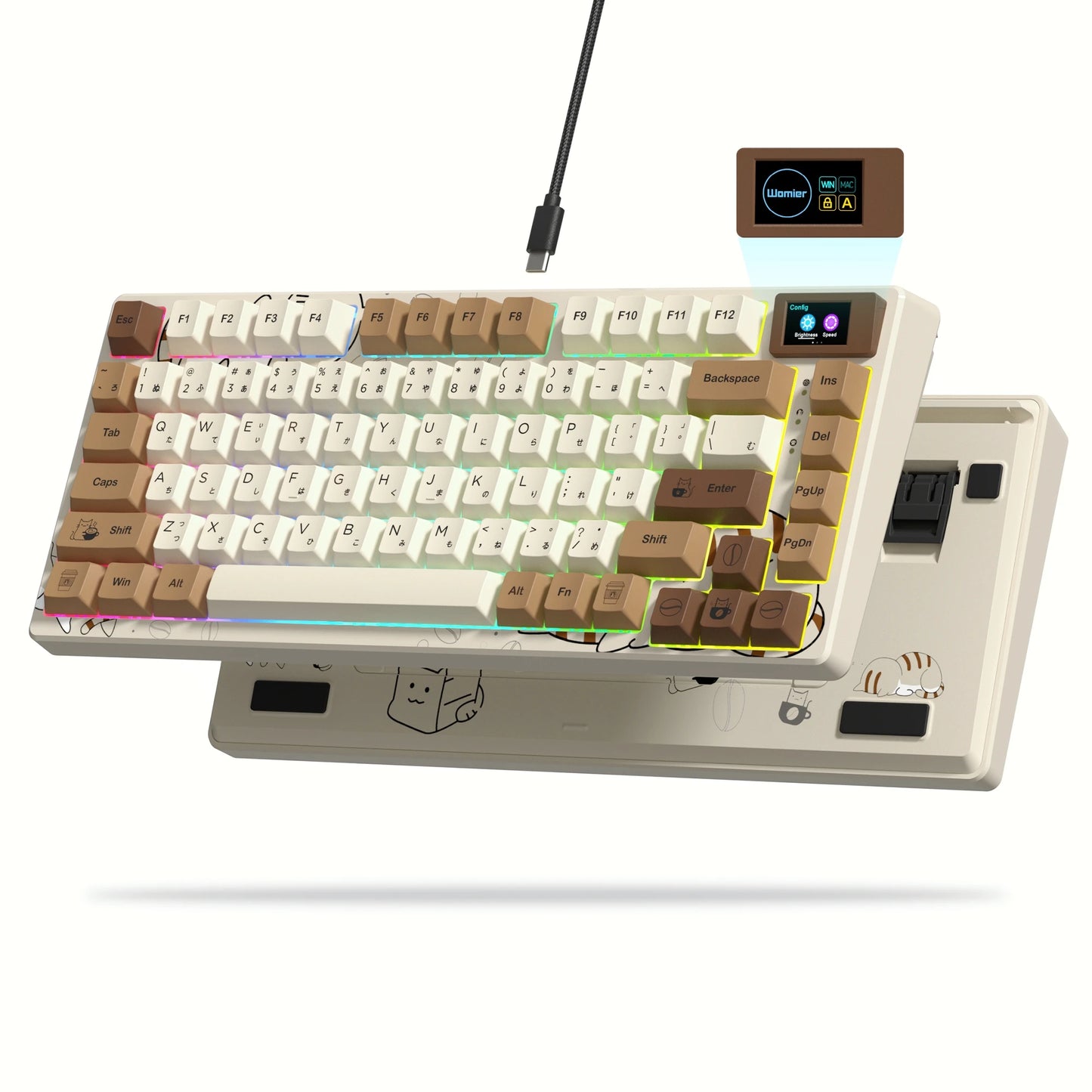 S-K80 Gamer Keyboard with Color OLED Display Mechanical Gaming Keyboard Hot Swappable Gasket Mount RGB Custom Keyboard