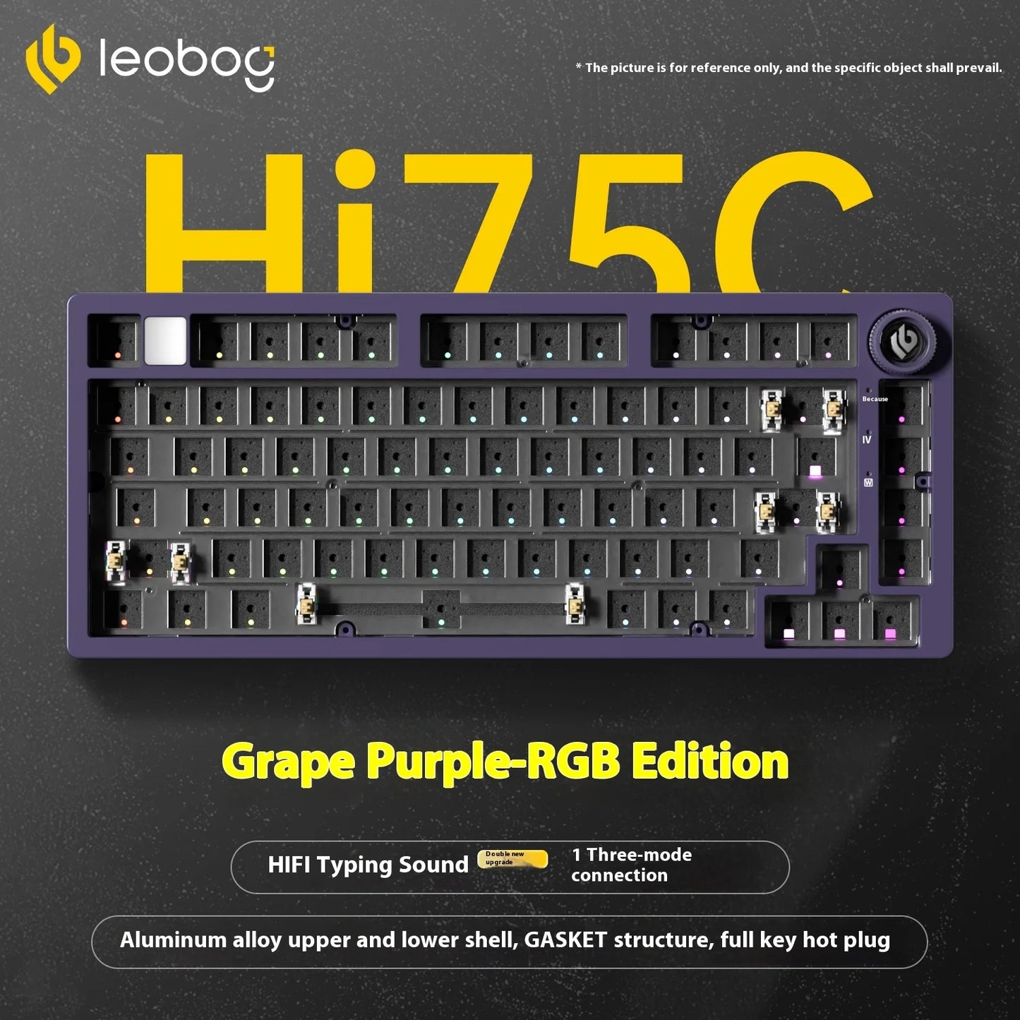 LEOBOG Hi75C Mechanical Keyboard Three Mode Hot Swap RGB Gasket Aluminium Alloy with Knob Hi75C Keyboard Kit Customized PC Gamer