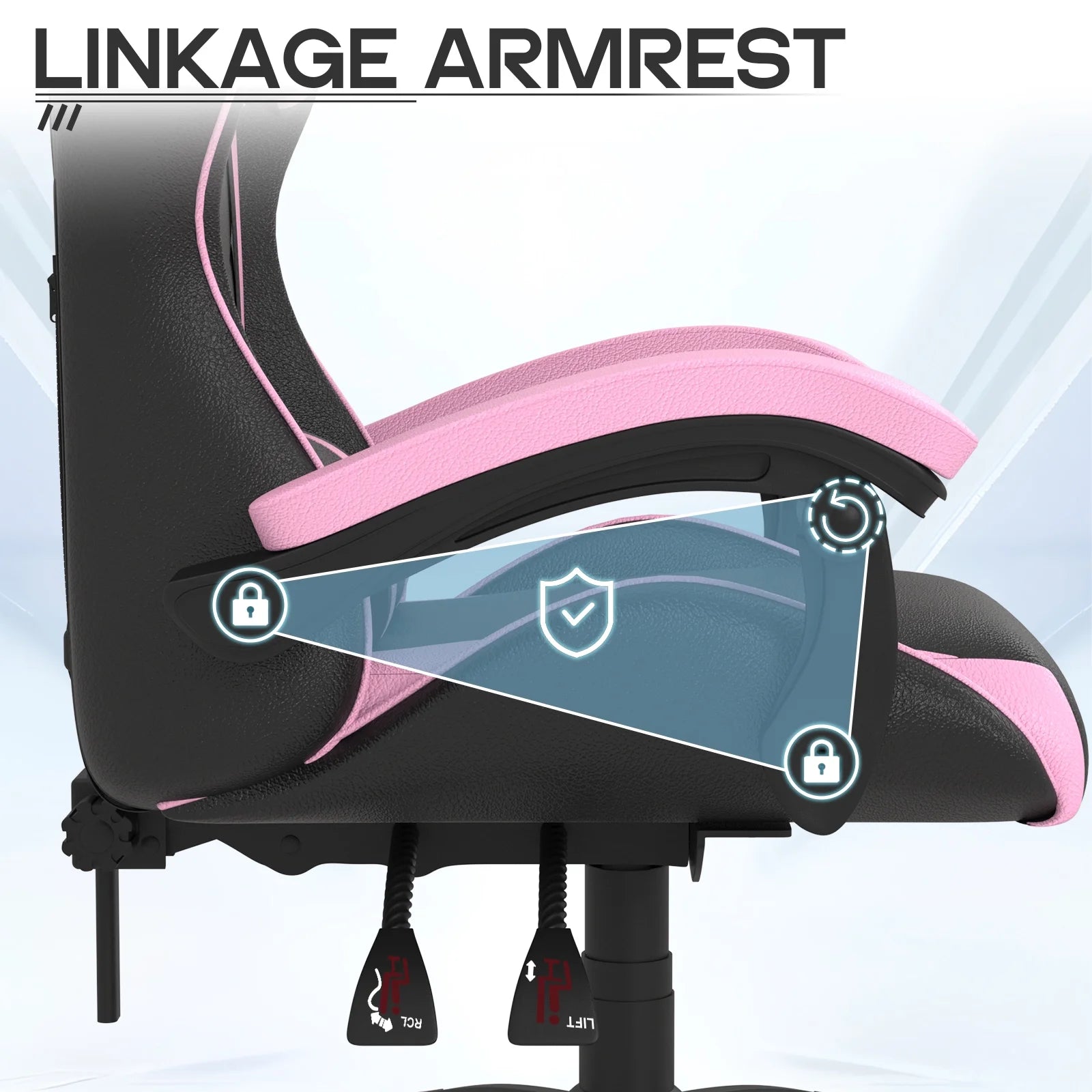 High-Back Gaming Chair PC Office Chair Computer Racing Chair PU Desk Task Chair Ergonomic Executive Swivel Rolling Chair with Lumbar Support for Back Pain Women, Men (Black&Pink)