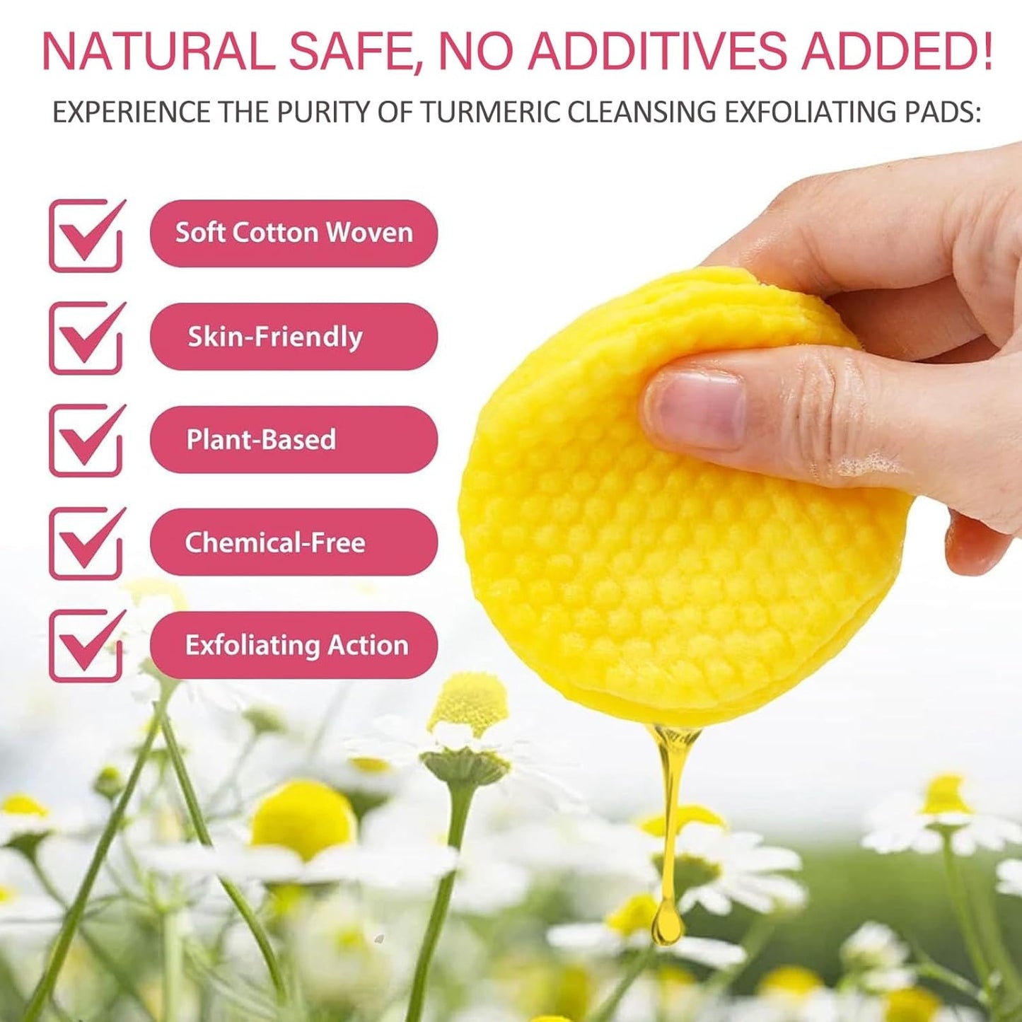 Turmeric Pads 60Pcs, Turmeric Face Scrub Pads, Turmeric Cleansing Pads, Cleansing Turmeric Pads Balance Skin Oil, Tumeric Pad Gentle Turmeric Exfoliating Cleansing Pads, Daily Face Pads Turmeric