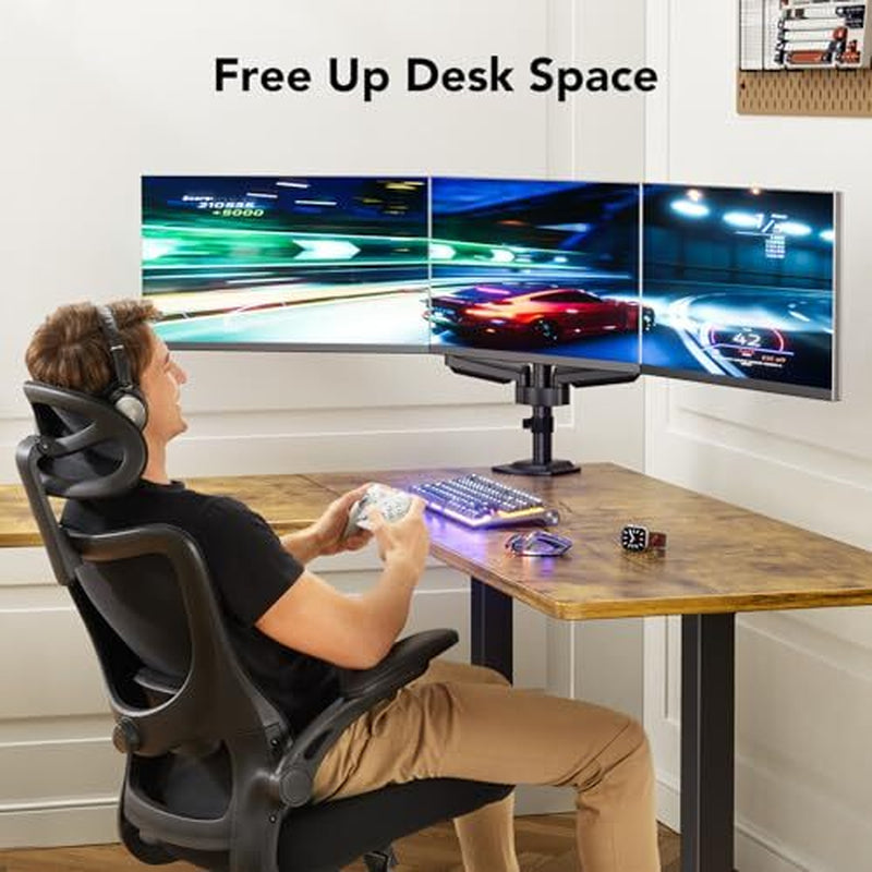 Triple Monitor Mount for 13-27 Inch Computer Screens, Triple Monitor Stand