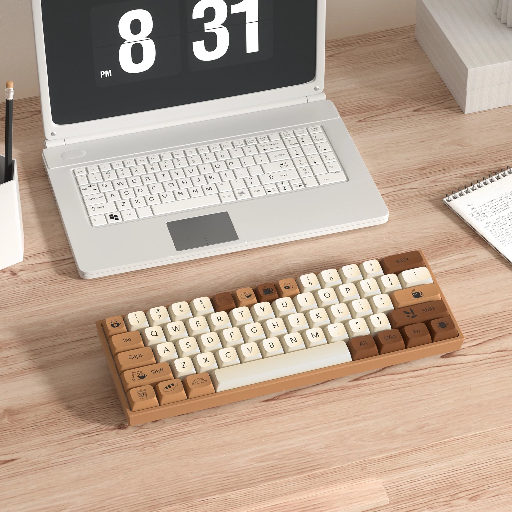138 Keys Coffee Cat PBT Keycap 5 Sides DYE-SUB XDA Profile Customized Keycaps for Cherry MX Switch Gamer Mechanical Keyboards