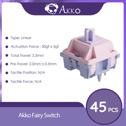 Fairy Switch 5 Pin 50Gf Linear Silent Switch Compatible with MX Mechanical Keyboard (45Pcs)