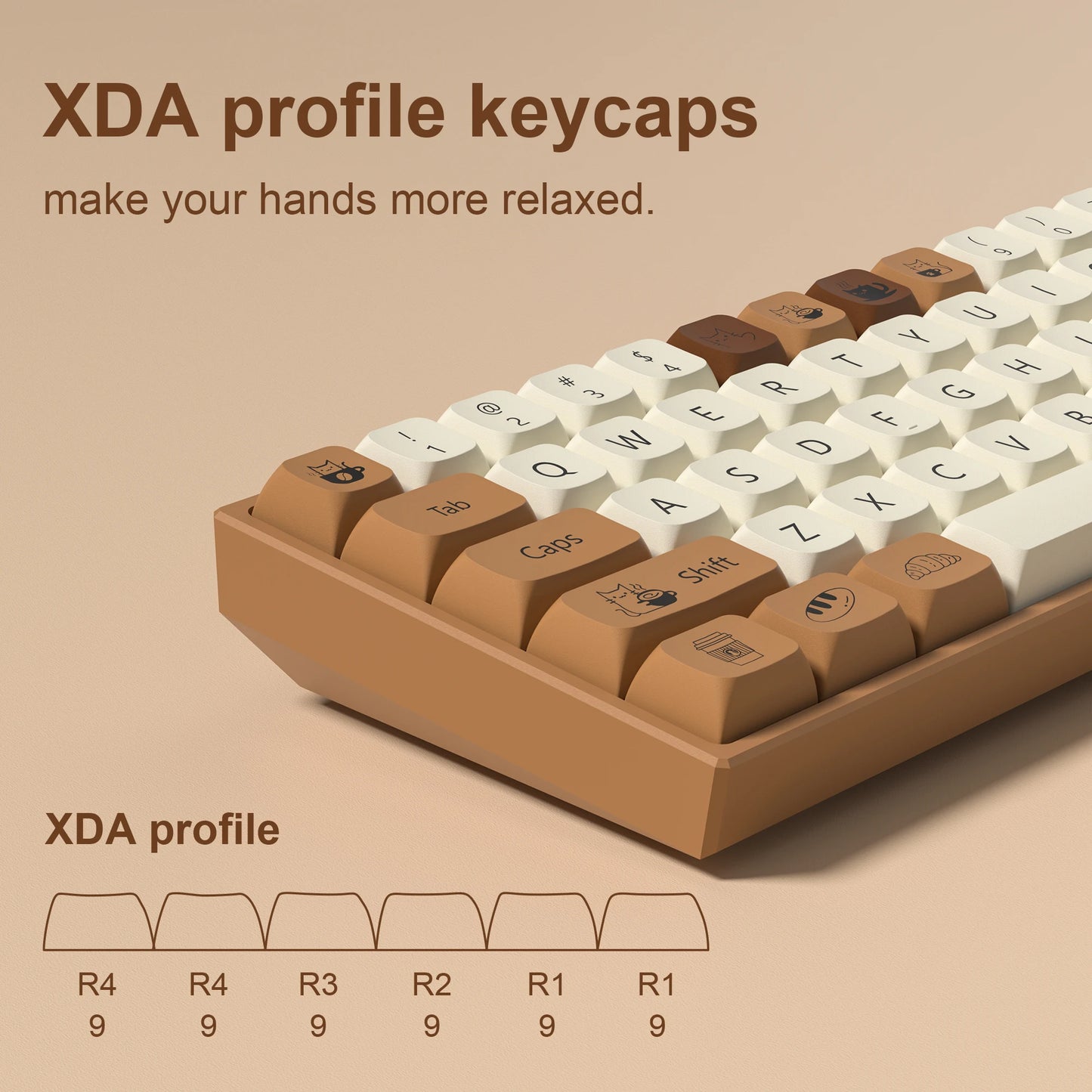 138 Keys Coffee Cat PBT Keycap 5 Sides DYE-SUB XDA Profile Customized Keycaps for Cherry MX Switch Gamer Mechanical Keyboards