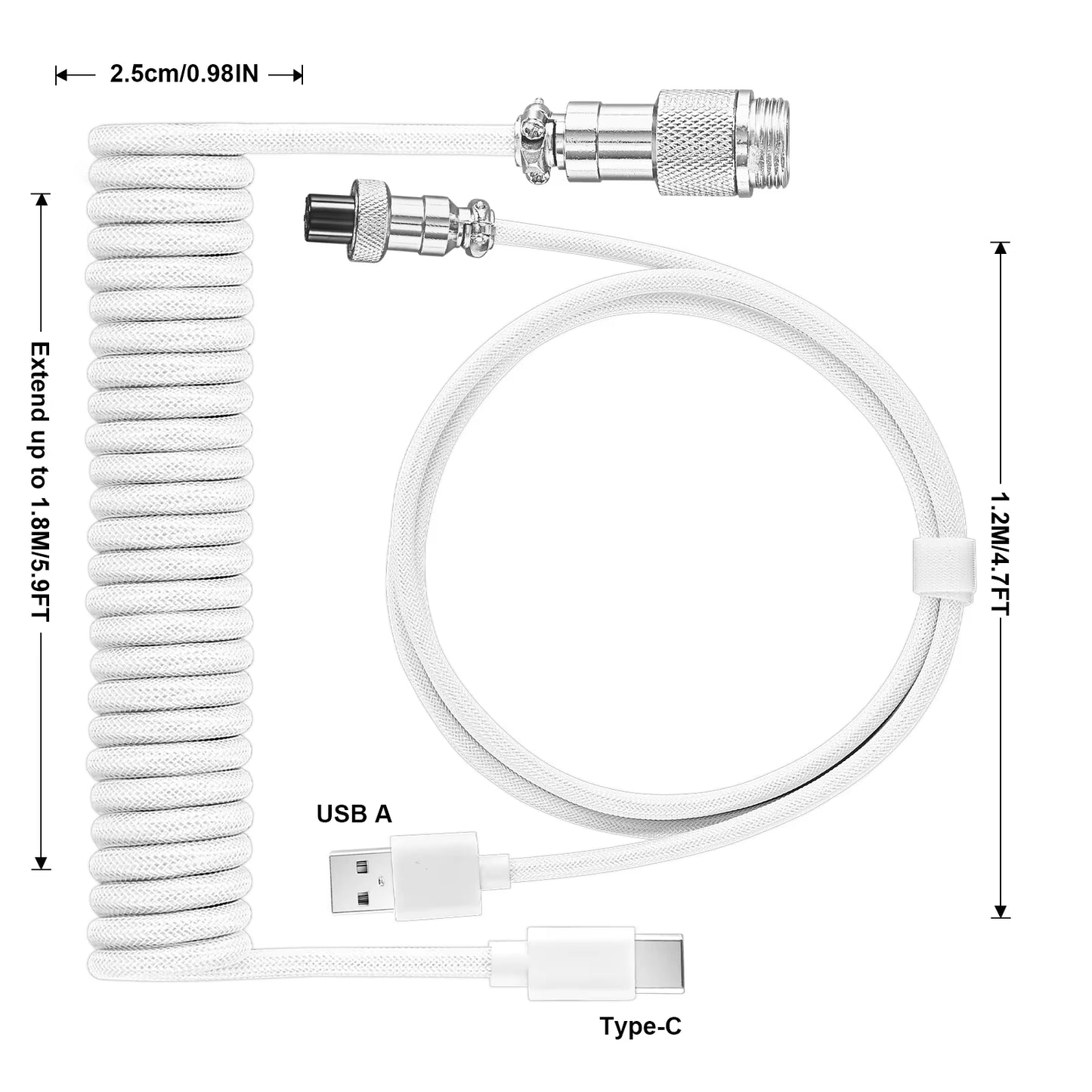 New Custom Type C Mechanical Keyboard Coiled Cable USB Mechanical Keyboard Spring Wire Desktop Computer Aviation Connecto