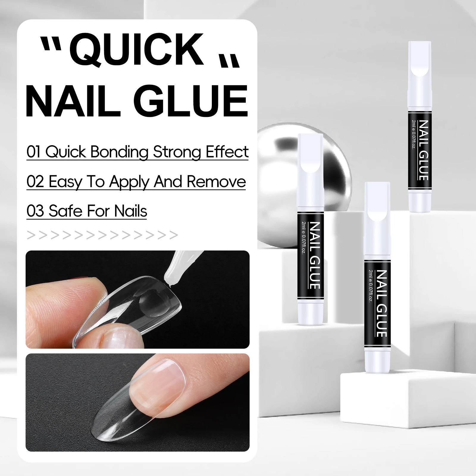 1/3/5/10/15/20Pcs Fast-Dry Nail Glue Professional Nail Tip Bond Glue 2G/3G/10G for False Nail Tips Long Lasting Glue Nail Tools