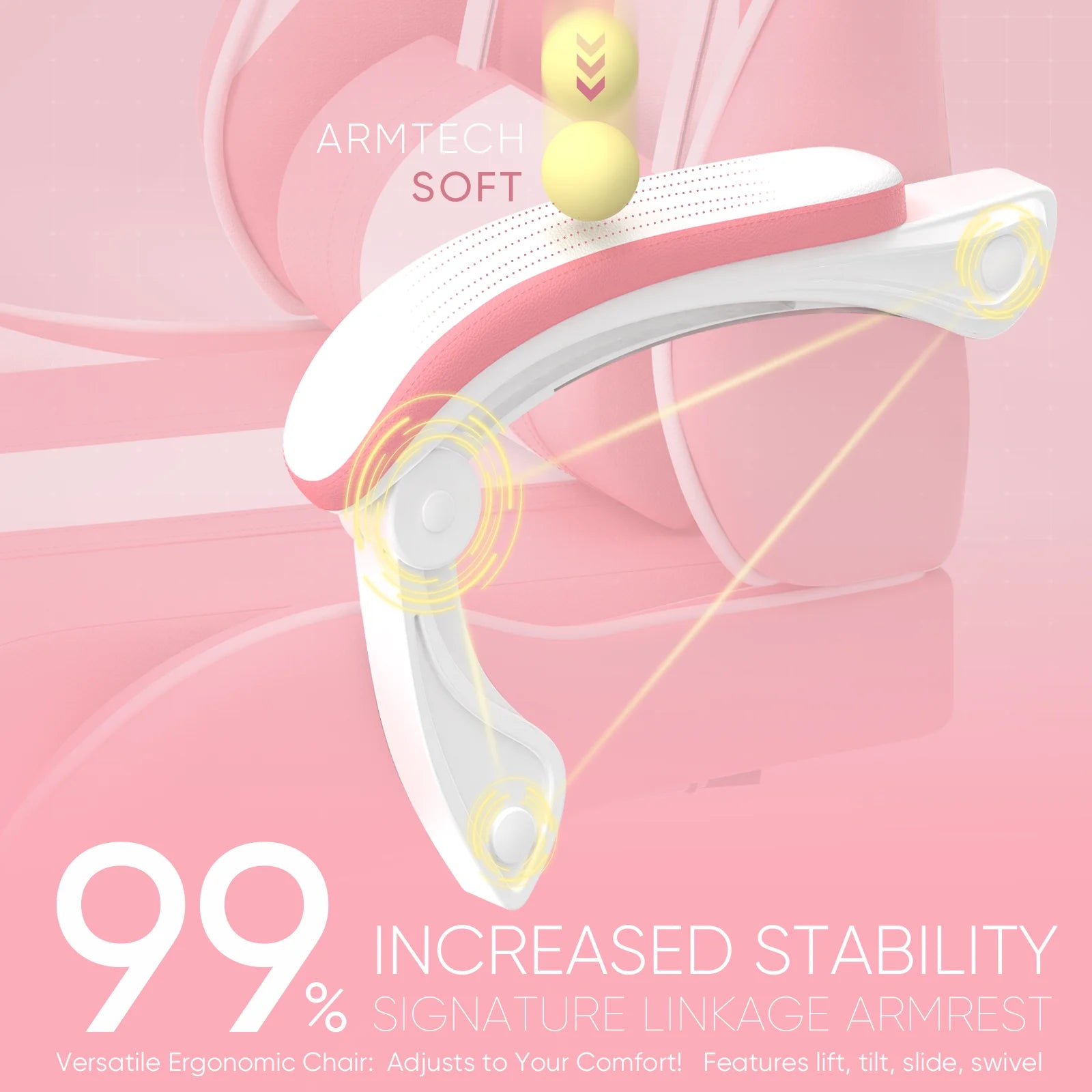 Pink Gaming Chair with Footrest, Girls Ergonomic Game Gamer Chair with Massage Lumbar Pillow & Adjustable Bunny Ear Headrest for Adults S, High Back Office Computer Light Pink