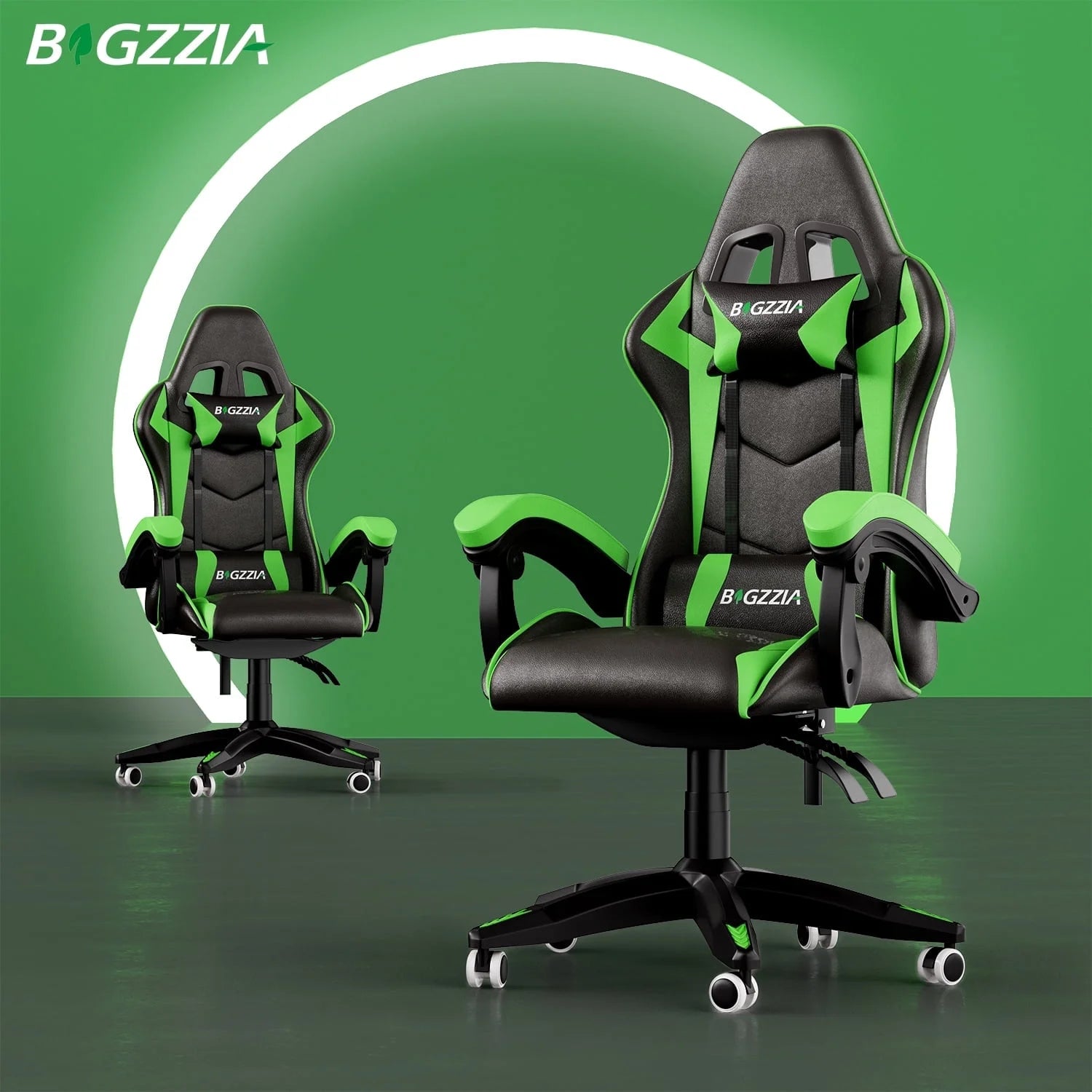 Gaming Chair Office Chair, Ergonomic Game Chair with Headrest & Lumbar Pillow, Green