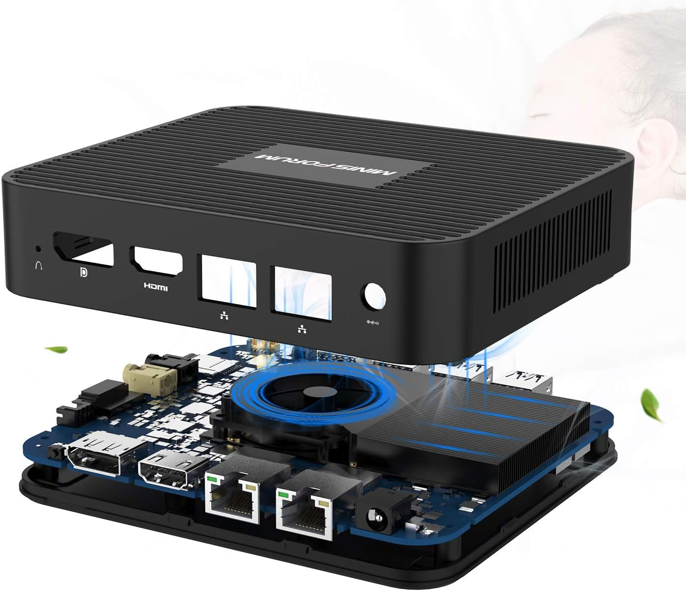 Mini PC GK41 Mini Desktop Computers 8GB DDR4 128GB SSD Intel Celeron J4125 Processor Dual LAN Mini PC, Digital Mic, Business Small PC 4K Hdmi/Displayport HTPC, Dual Band Wi-Fi Micro PC